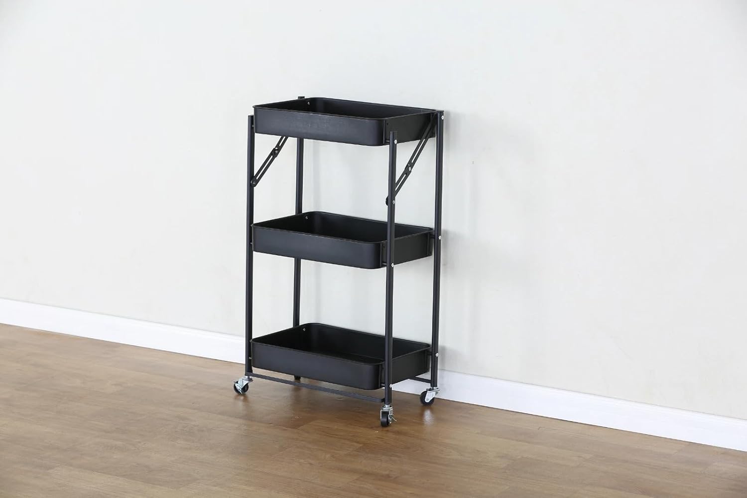 Storage Cart 3 Tier Metal Kitchen Trolley with Wheels Rolling Utility Bathroom 46x29x79 cm