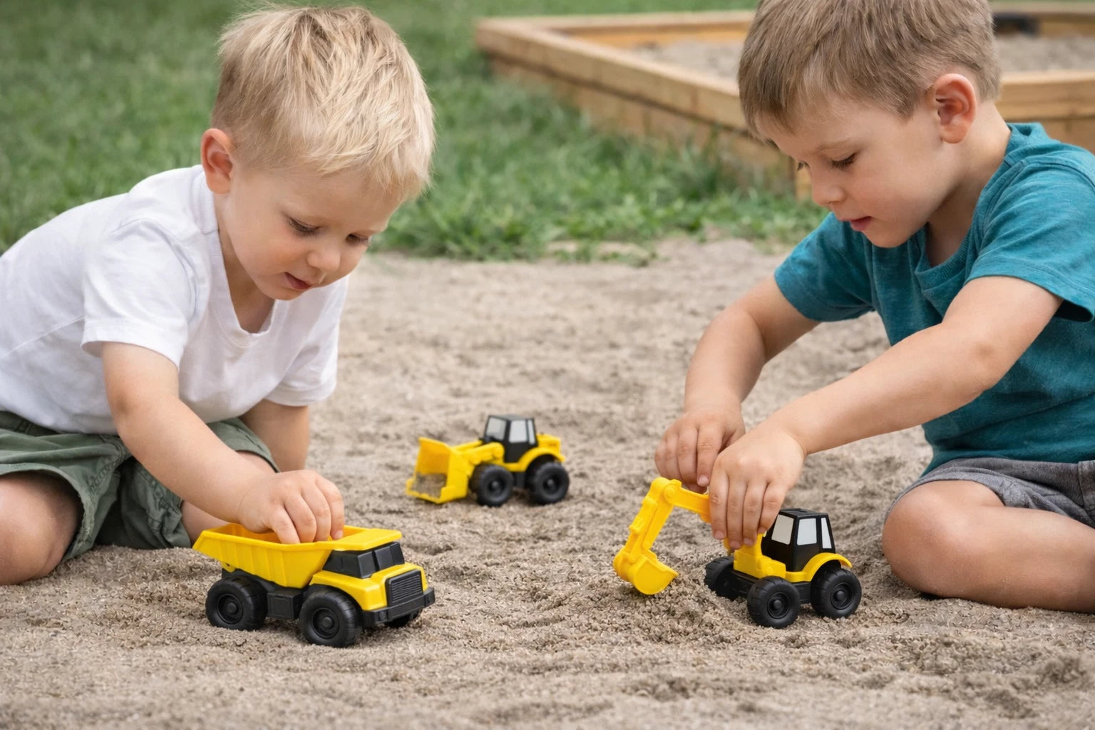 Set of 4 Construction Vehicles Toys | Excavator, Truck & Car Toy Set for Kids Boys 3+