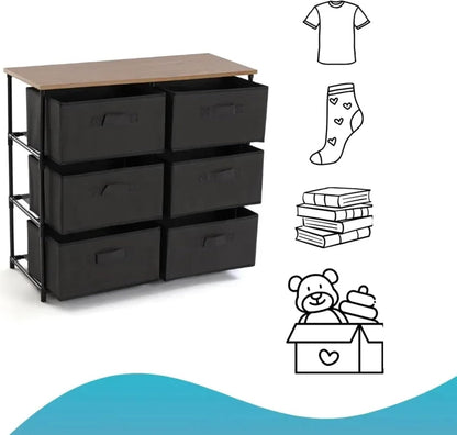 6 Chest of Drawers Fabric Storage Wardrobe Cabinet Living Room Dresser Table 75x30x68 cm