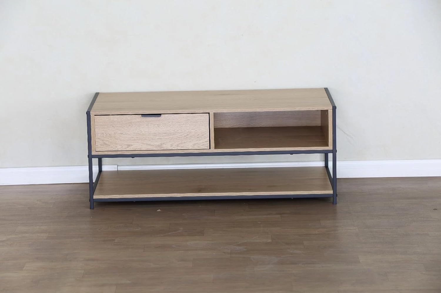 Coffee Table with Drawer Storage 2 Tier Industrial Style Living Room Furniture 100x50x40 cm