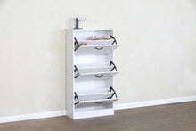 Load image into Gallery viewer, 3 Drawer Shoe Cabinet Cupboard Shoe Storage Organiser White Furniture Unit 60x24x116 cm
