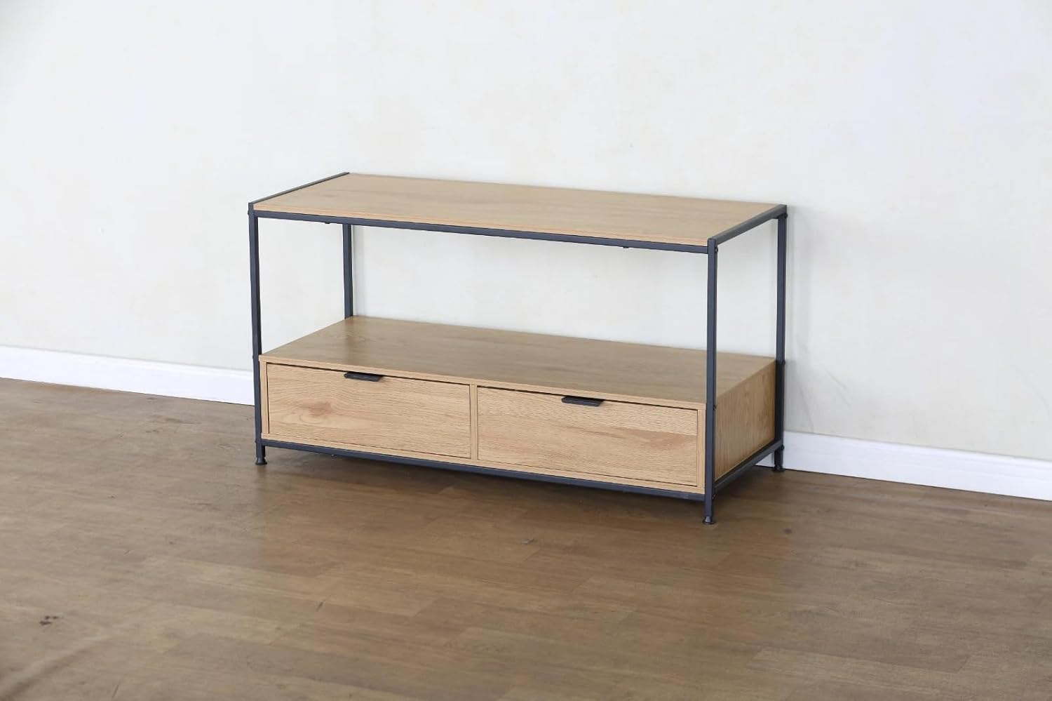 Coffee Table with Drawer Storage Industrial Style 2-Tier Living Room Furniture 100×40×54 cm