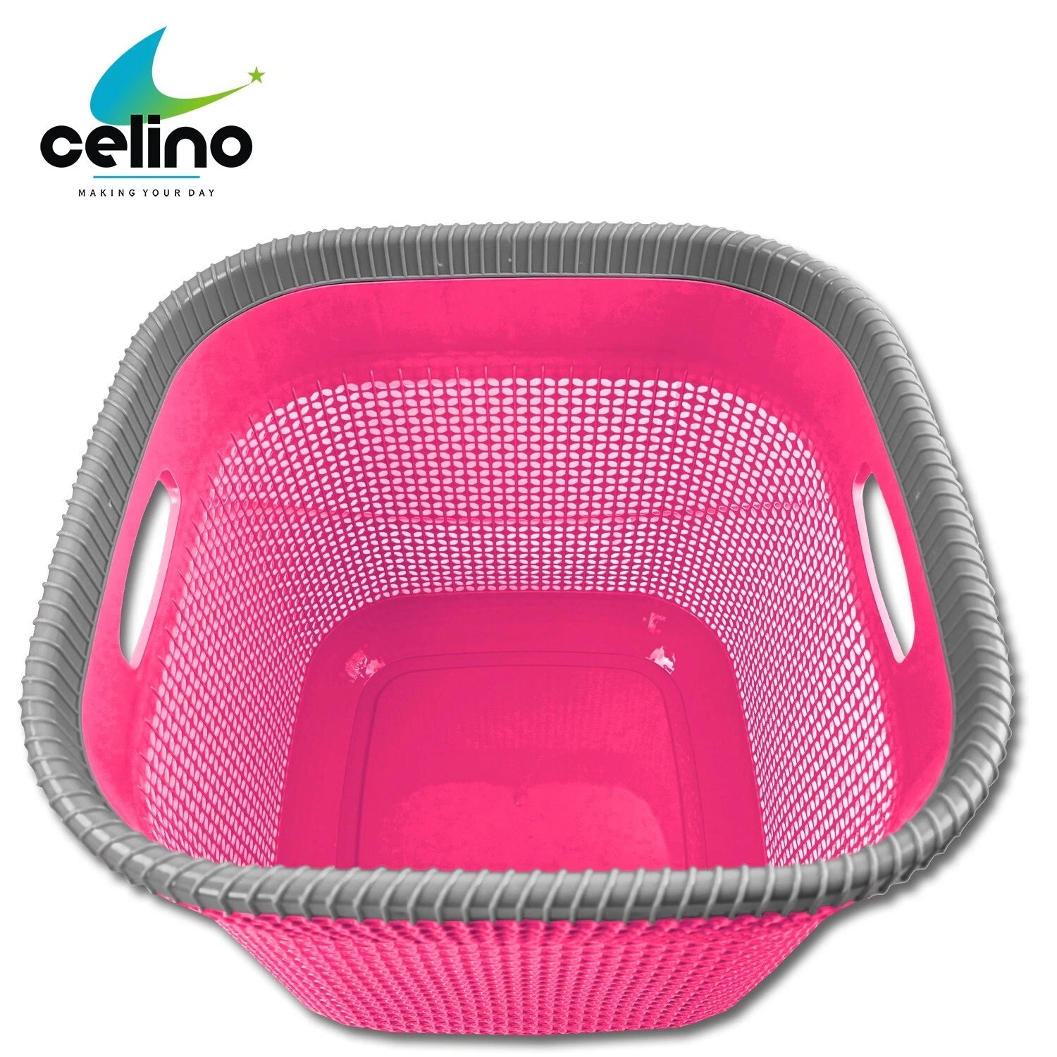 53L Plastic Rattan Laundry Basket Strong Washing Clothes Hamper Storage Knitted
