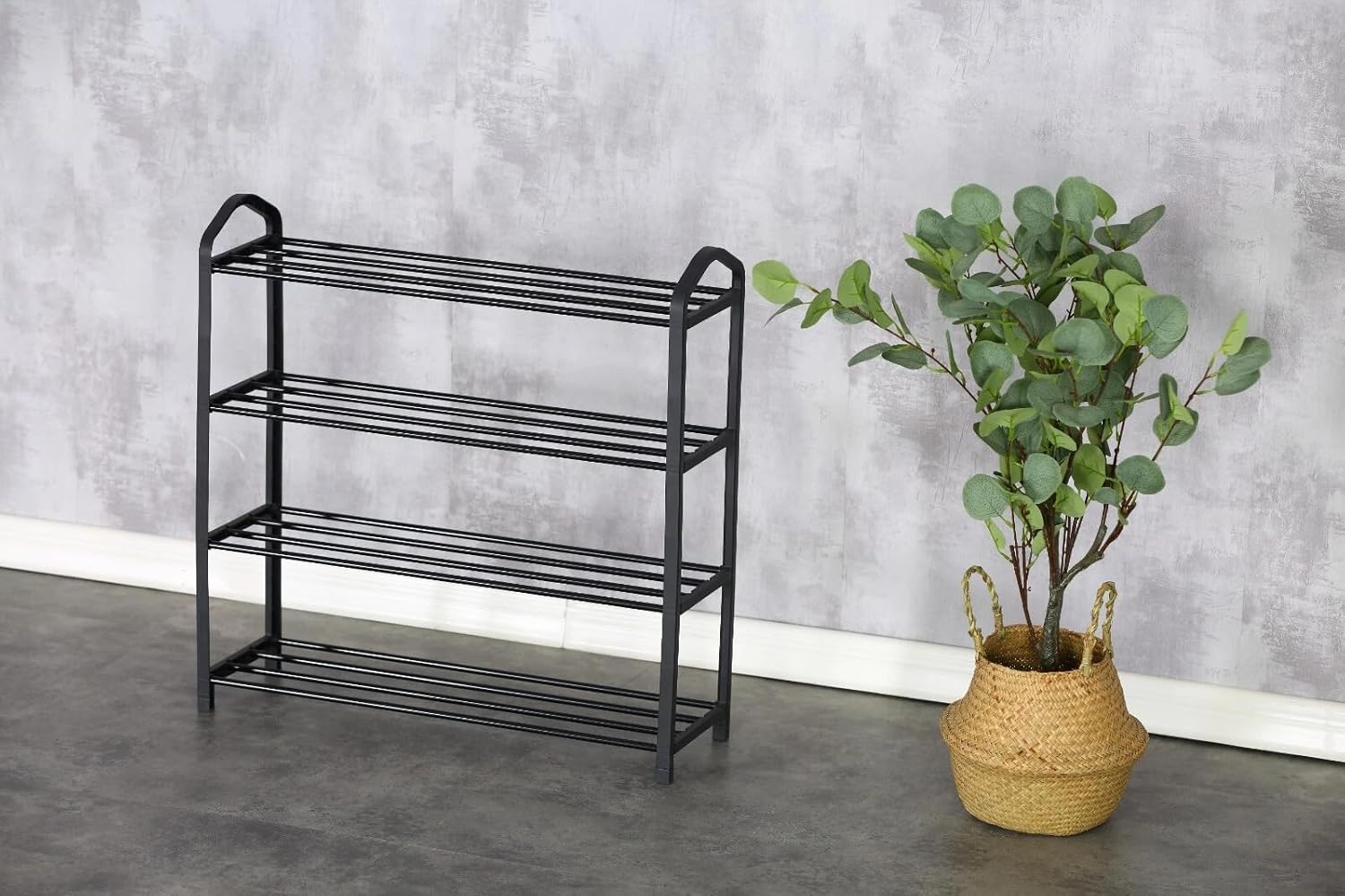 4 Tier Shoe Rack Shoe Storage Organiser Storage Rack Hallway 12-14 Pairs 62x20x62 cm
