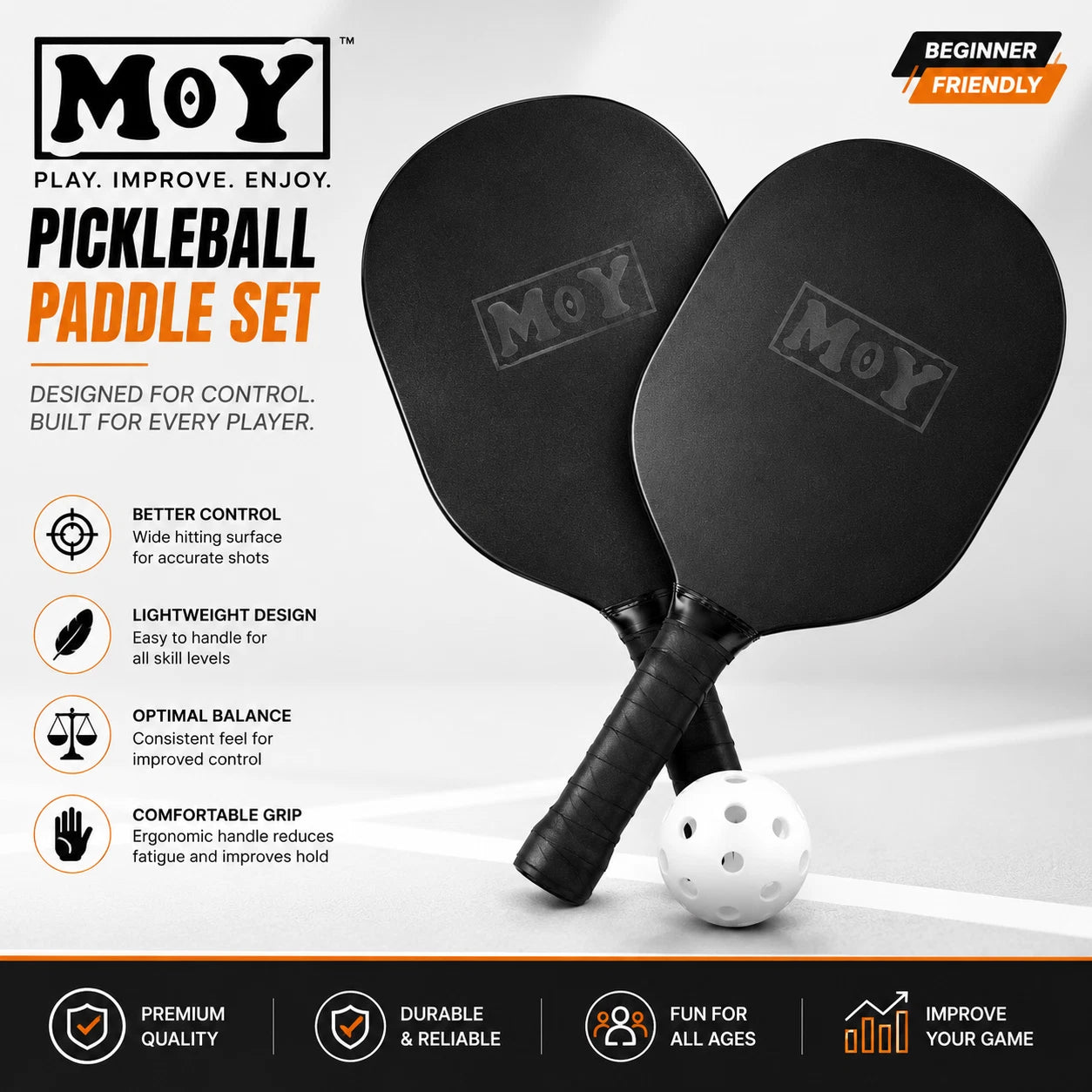 Pickleball Paddles Set Pickle Ball Rackets Plastic Indoor Outdoor Games Sports