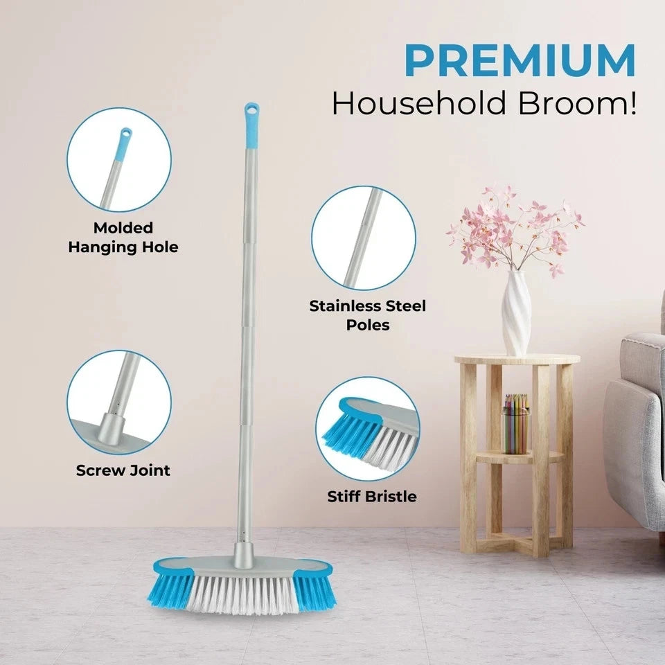 Kitchen Broom Soft Sweeping Brush Head Handle Garden Floor Sweeper Cleaning