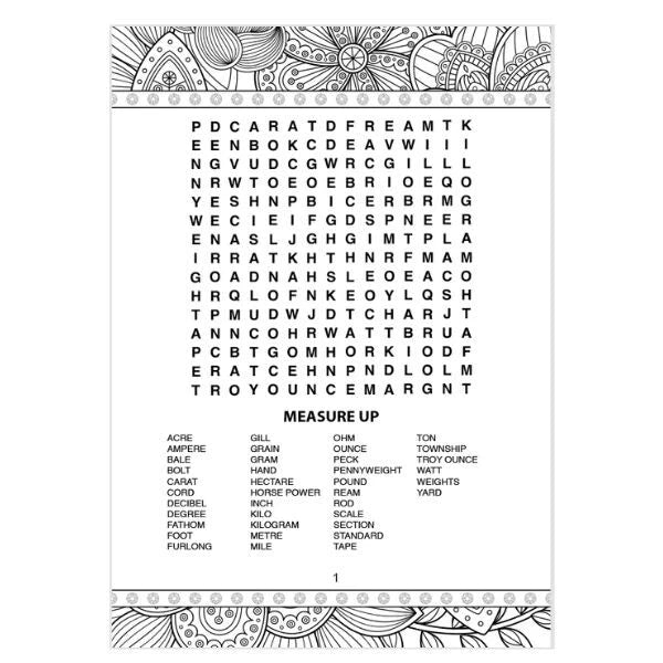 A4 Colouring & Wordsearch Puzzle Book | Mind Relaxing Activity Book for Adults & Older Children