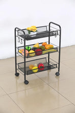 Load image into Gallery viewer, 3 Tier Storage Cart Metal Kitchen Trolley on Wheels Organiser Utility Rack 44x26x62 cm
