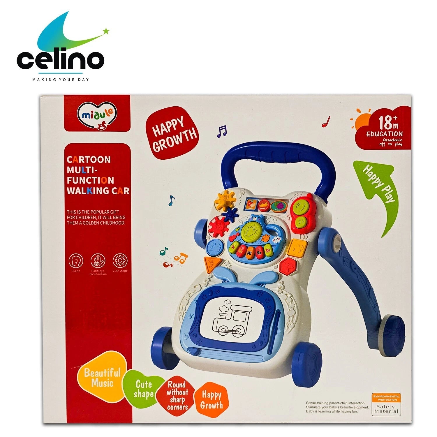 Push Along Baby Walker with Wheels | Musical Activity Toy for Toddlers 18M+ Boys & Girls