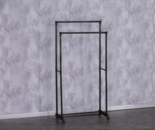 Load image into Gallery viewer, Clothes Rail Movable Double Hanging Clothes Rack with Wheels Bottom Shoes Shelf 74.5x39x157 cm

