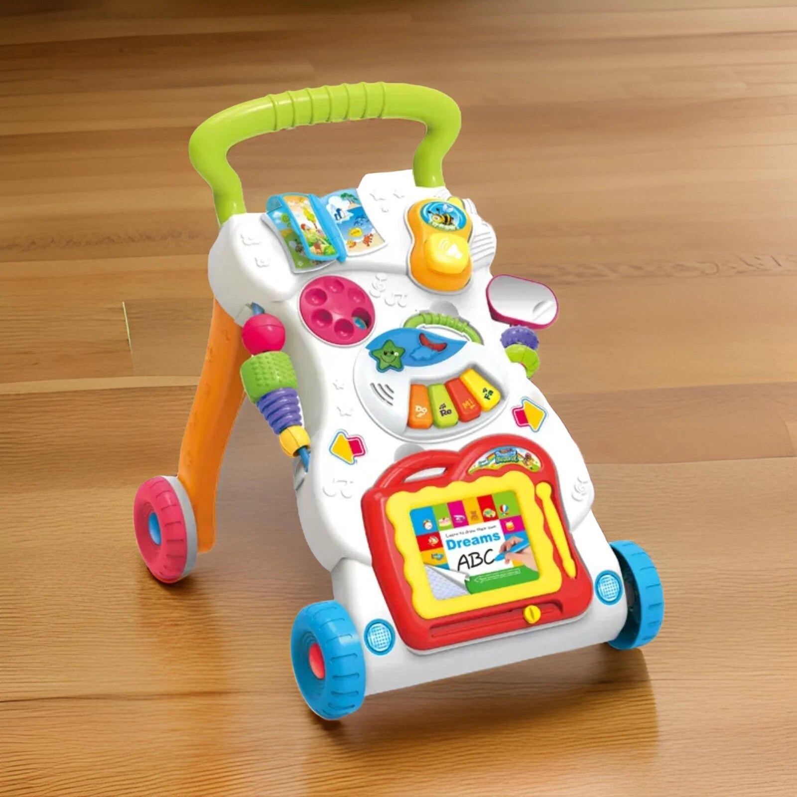 Push Along Baby Walker with Wheels | Multifunctional Activity Toy for Boys & Girls Early Learning