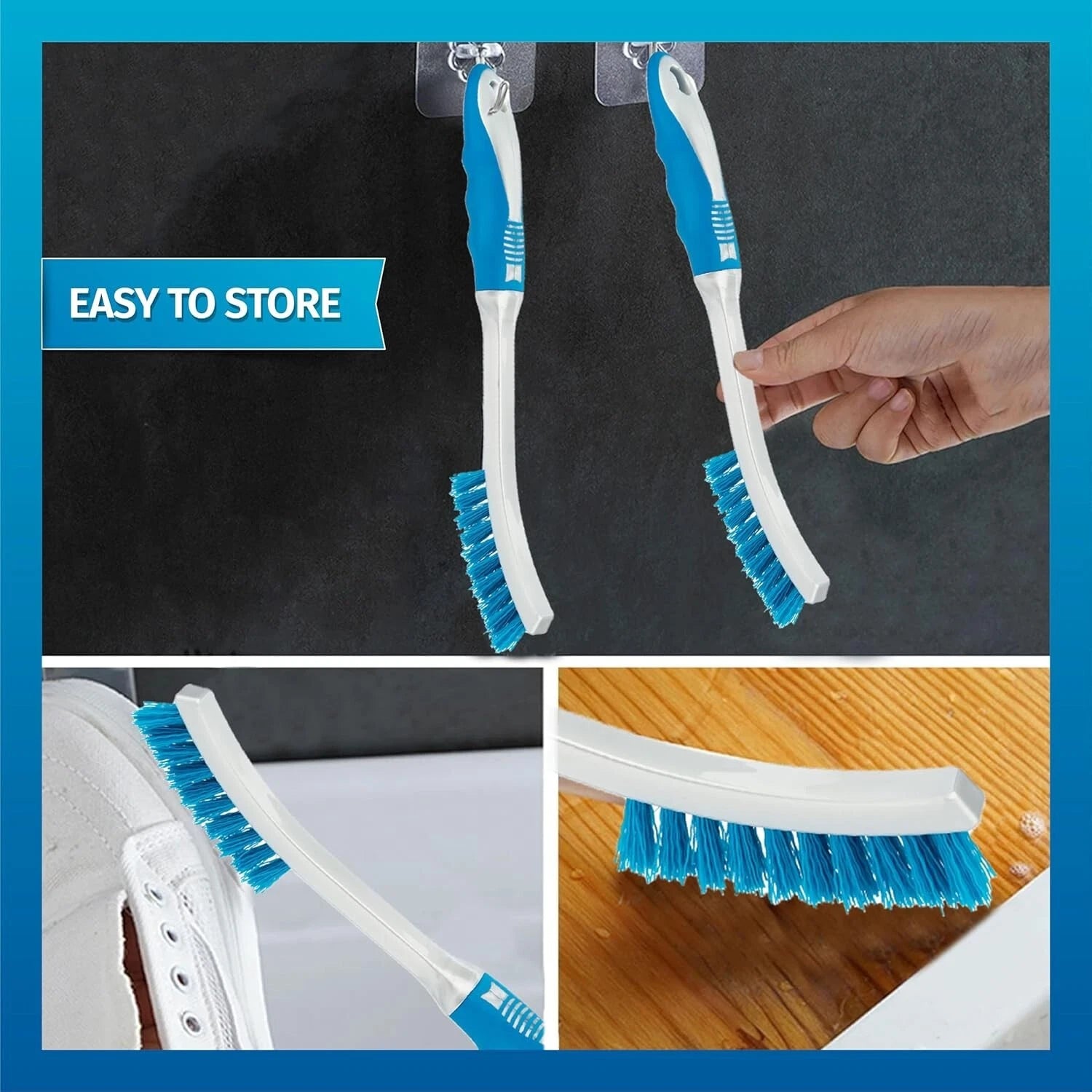 Grout & Tile Brush Mould Bathroom Cleaning Stain Remover Stiff Narrow Washable
