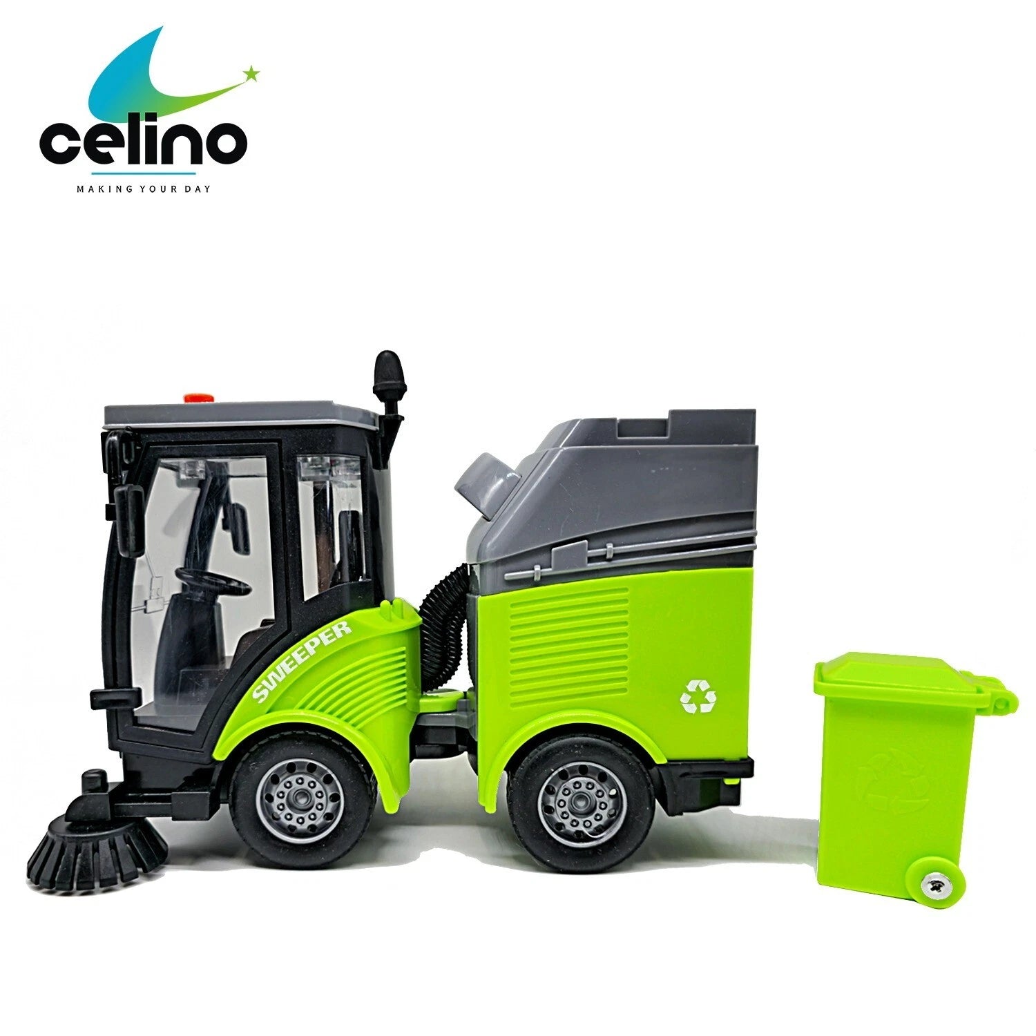 Street Sweeper Truck Toy for Kids | City Vehicle with Lights & Sound Friction Powered 1:16 Scale