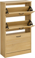 Load image into Gallery viewer, 3 Drawer Shoe Cabinet Cupboard Shoe Storage Organiser Pull Down Furniture Unit 60x24x116 cm
