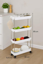 Load image into Gallery viewer, 4 Tier Kitchen Storage Trolley on Wheels Plastic Organiser Living Room Bathroom 40x12.5x85 cm
