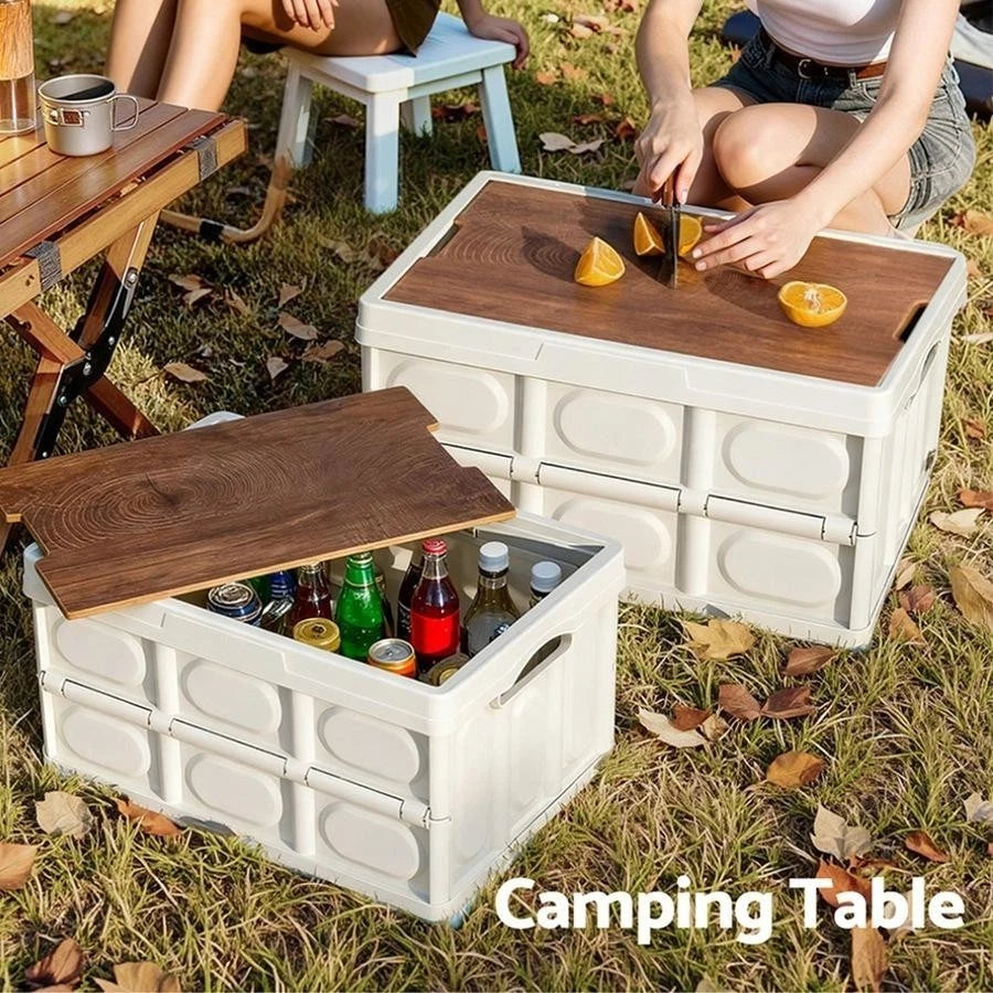 Folding Storage Boxes With Lid Plastic Box Collapsible Stackable Organiser Crate
