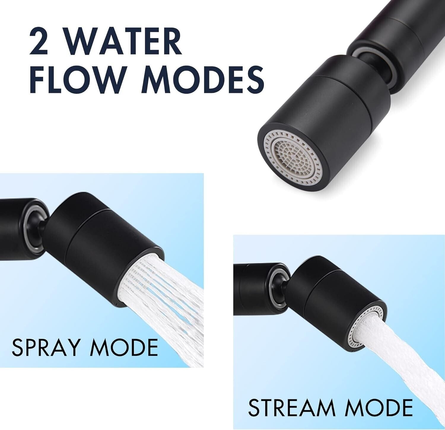 Black Basin Sink Mixer Tap | 360° Rotating Bathroom Faucet with Dual Flow Modes | Modern Sink Tap
