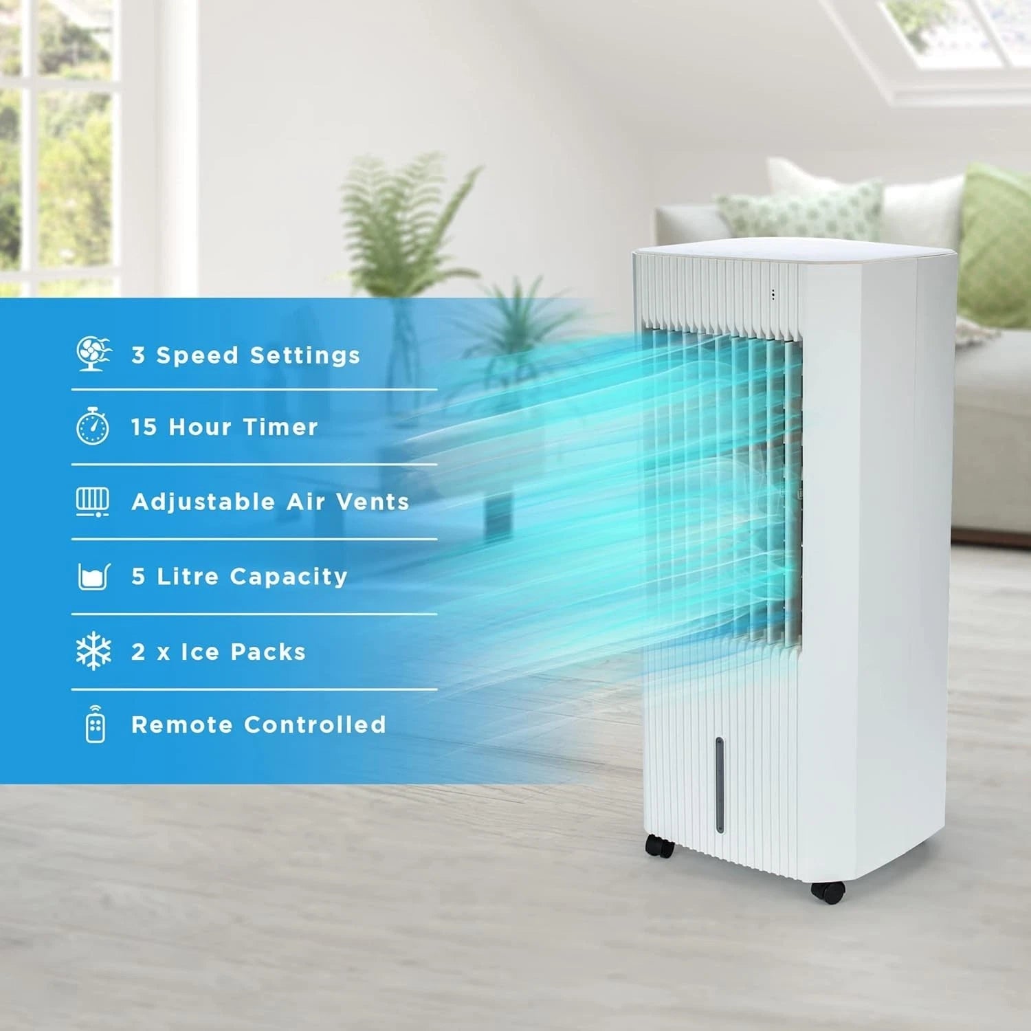 5L Portable Air Cooler with Water Tank – Evaporative Cooling Fan for Bedroom, Office & Home Use