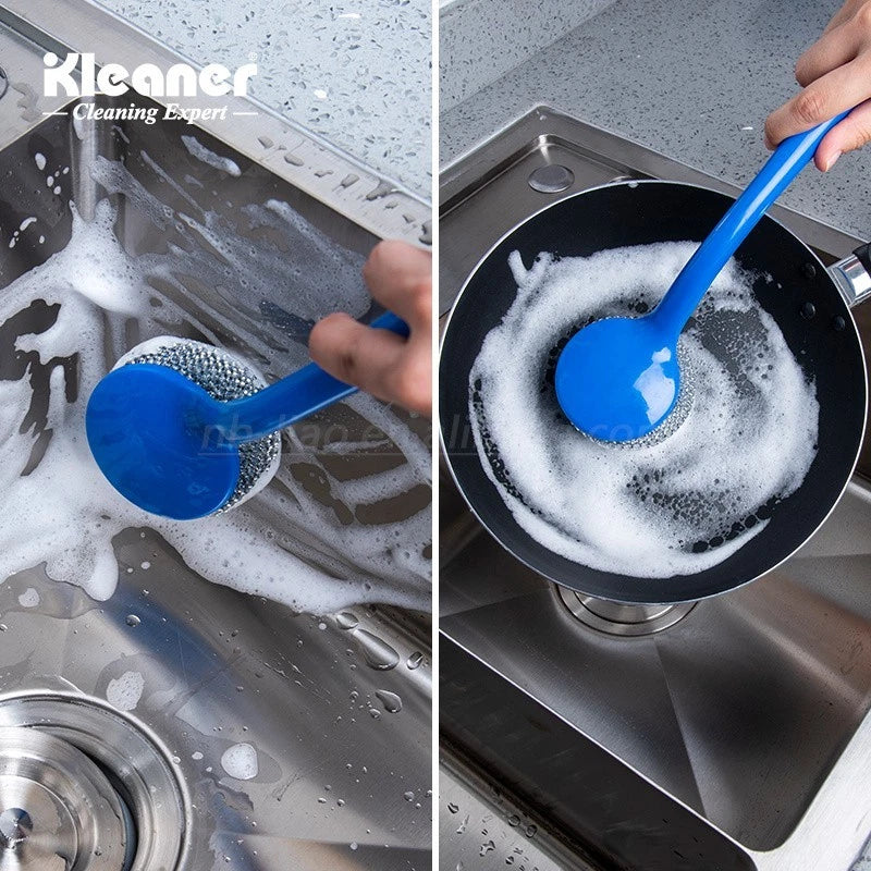 Long Handled Washing Up Scourer Scrub Scrubbing Brush Dish Kitchen Cleaning