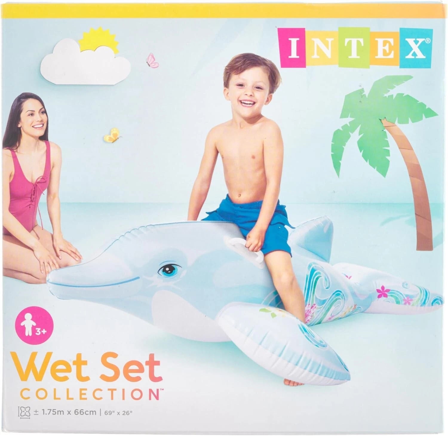 Kids Inflatable Dolphin Ride-On Pool Float | 175cm Swimming Toy for Summer Water Fun