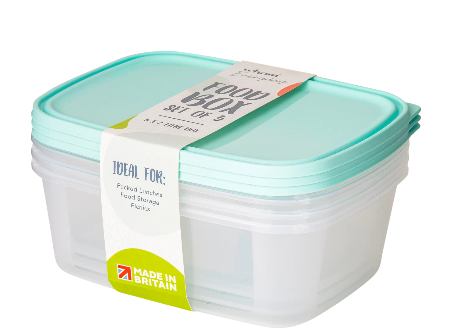 3 x 2 Litre Plastic Food Storage Containers Set Microwave Freezer Safe BPA Free