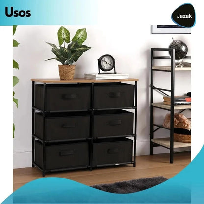 6 Chest of Drawers Fabric Storage Wardrobe Cabinet Living Room Dresser Table 75x30x68 cm