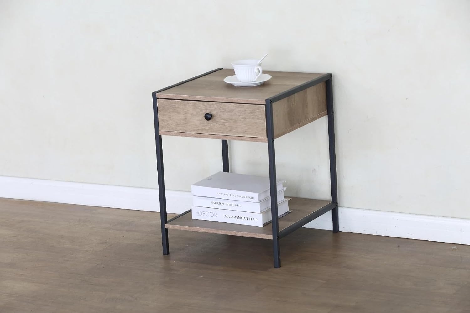 Side Table With Drawer Storage 2 Tier Living Room Bedroom Furniture Sofa End 40x40x50 cm