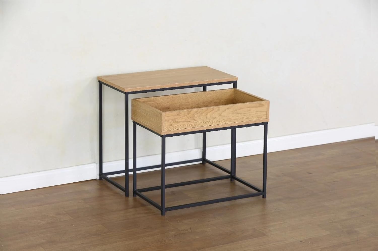 Nesting Coffee Tables Set of 2 Nest Stacking Side End Table Steel Metal Frame