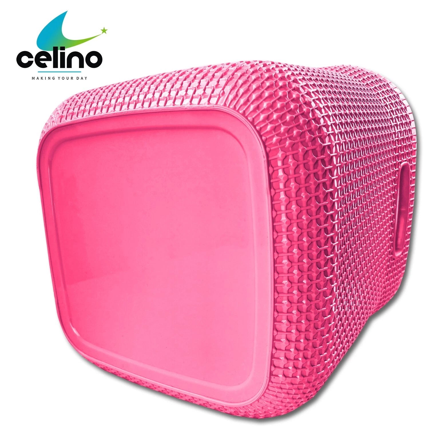 53L Plastic Rattan Laundry Basket Strong Washing Clothes Hamper Storage Knitted