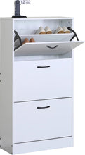 Load image into Gallery viewer, 3 Drawer Shoe Cabinet Cupboard Shoe Storage Organiser White Furniture Unit 60x24x116 cm
