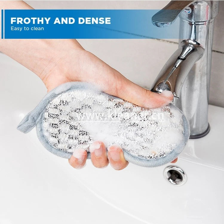 3 Microfibre Sponge Scourer Kitchen Cleaning Pads Non Scratch Dual Side Scrubber