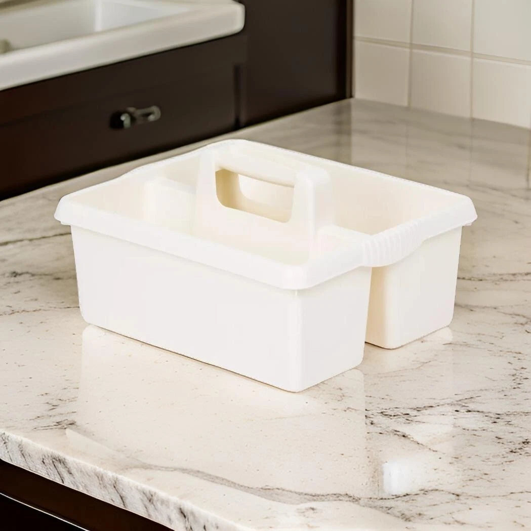Large Plastic Caddy Kitchen Cleaning Tools Carry Tray Tidy Organiser with Handle