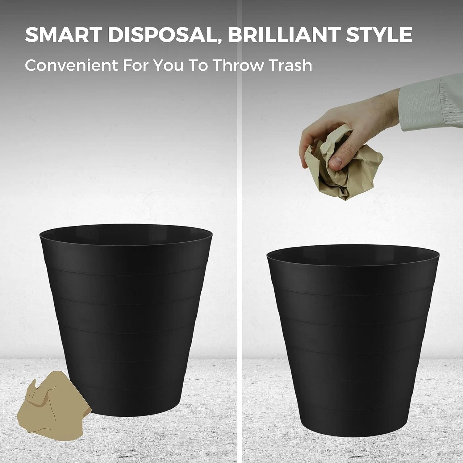 6L Round Plastic Waste Bin – Kitchen, Office & Bathroom Rubbish Dustbin for Home Use