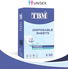Load image into Gallery viewer, 50 x Disposable Incontinence Bed Pads, Underpads, Bed Mats, Mattress Protectors, Incontinence Pads, Waterproof Bed Sheets for Every person | 60 x 60 cm
