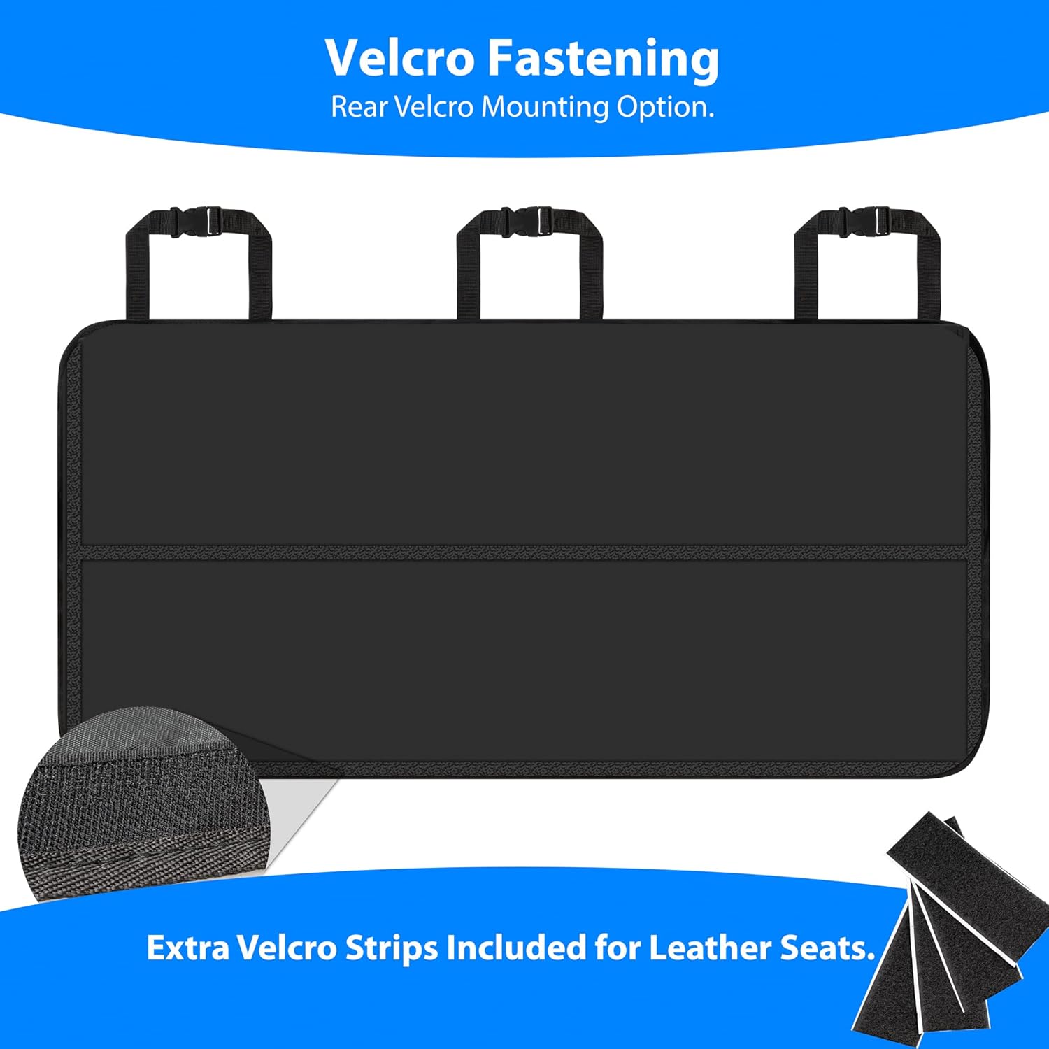 Car Boot Organiser - Backseat Storage Organizer with 4 Elastic Mesh Pockets and 2 Bottle Holder + 2 Large Compartments - Tidy Vehicle Hanging Storage | Declutter Cargo Net Bag for Travel