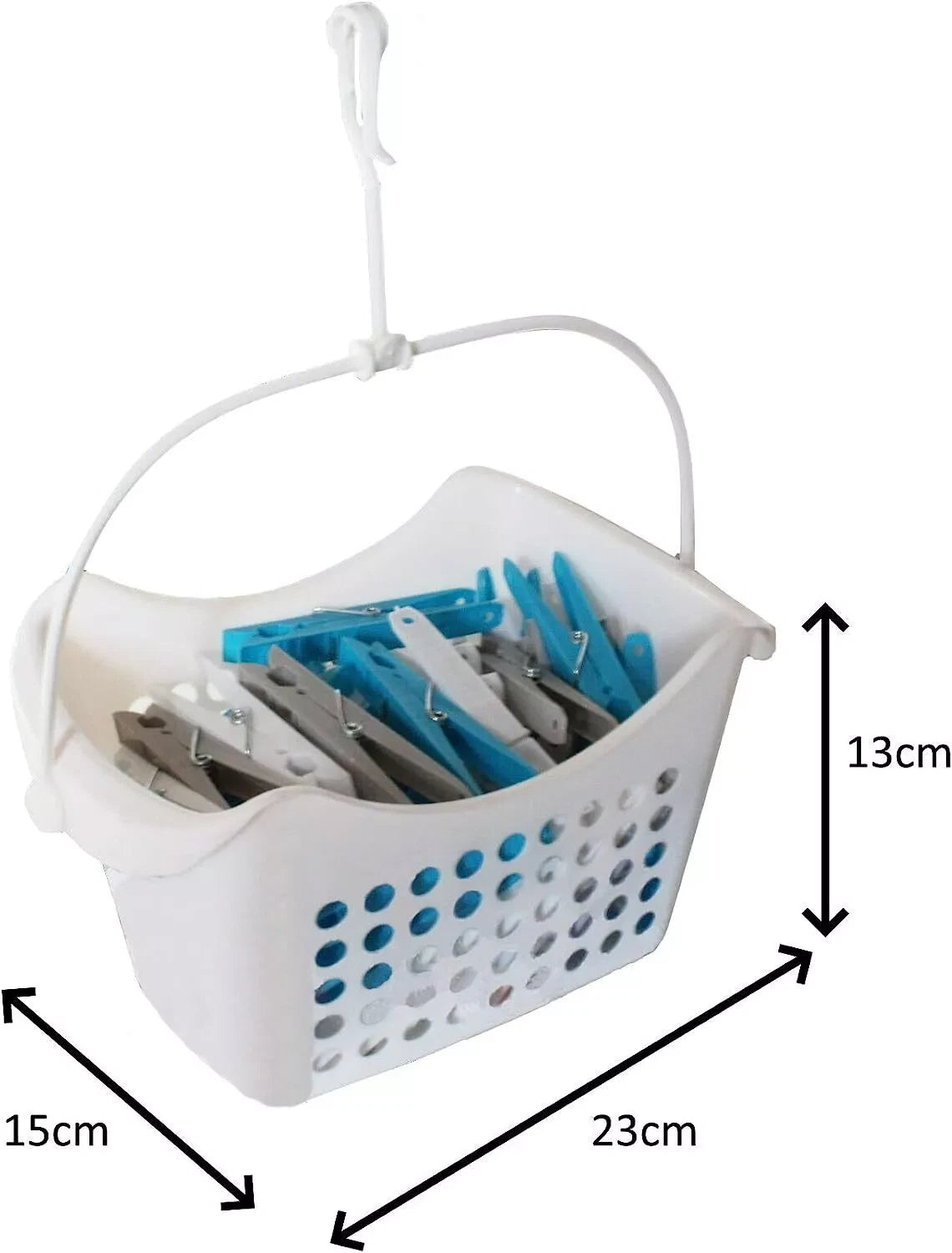 Plastic Peg Basket 50 Pegs Clothes Garment Laundry Washing Line Hanging Hook