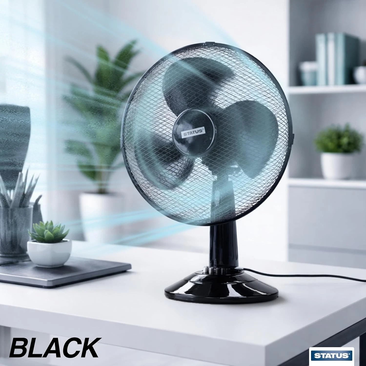 12 Inch Desk Fan Oscillating Table Fan 3 Speed Summer Cooling Home Office Black