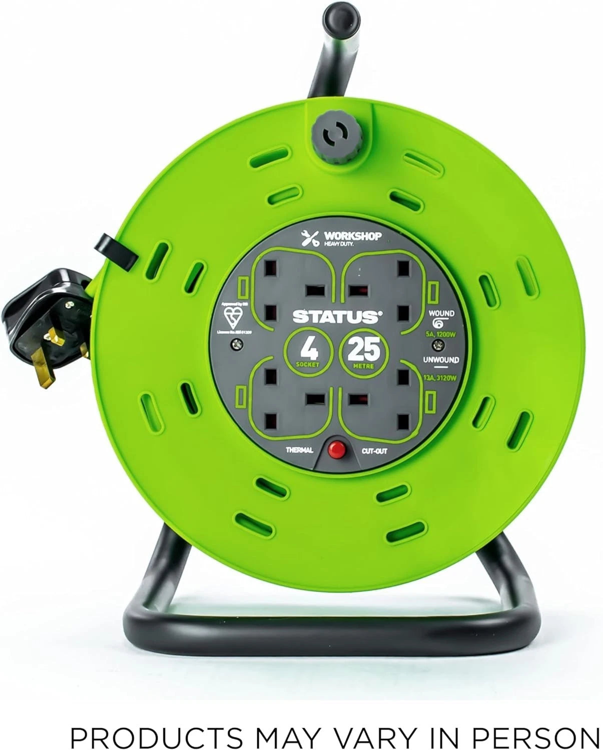 25m Extension Lead Reel – 4 Socket 13A Heavy Duty Cable Reel with Thermal Cut-Out for Indoor & Outdoor Power Use