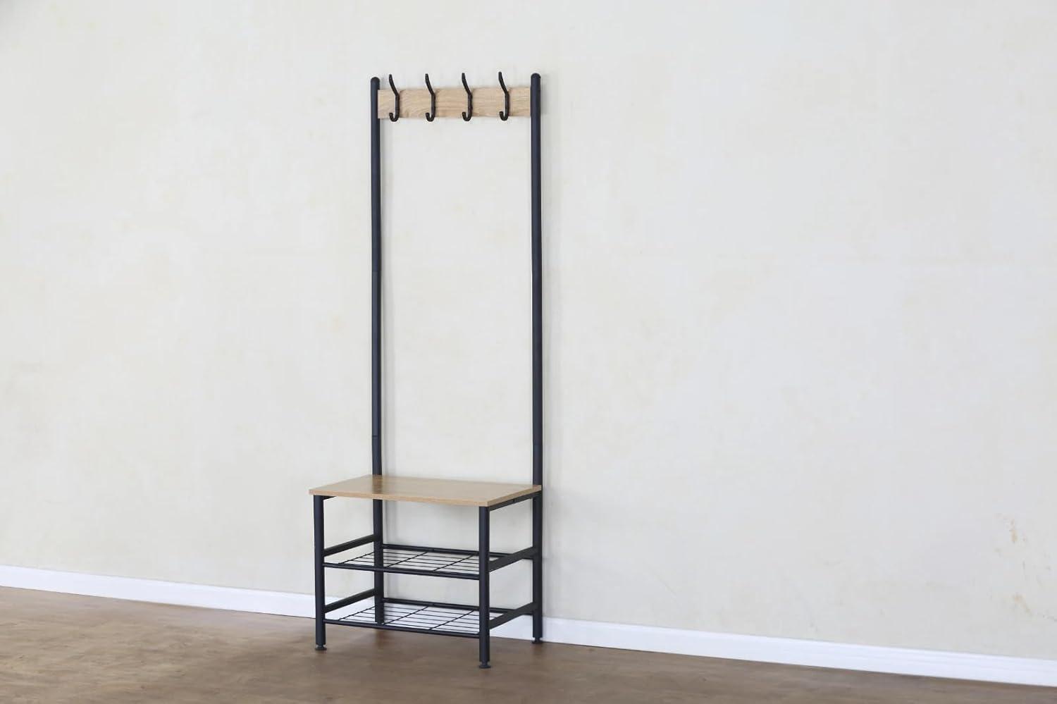 Coat Rack with Shoe Storage with Bench Clothes Hat Hanging Hallway Bedroom 60x40x175 cm