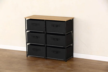 6 Chest of Drawers Fabric Storage Wardrobe Cabinet Living Room Dresser Table 75x30x68 cm