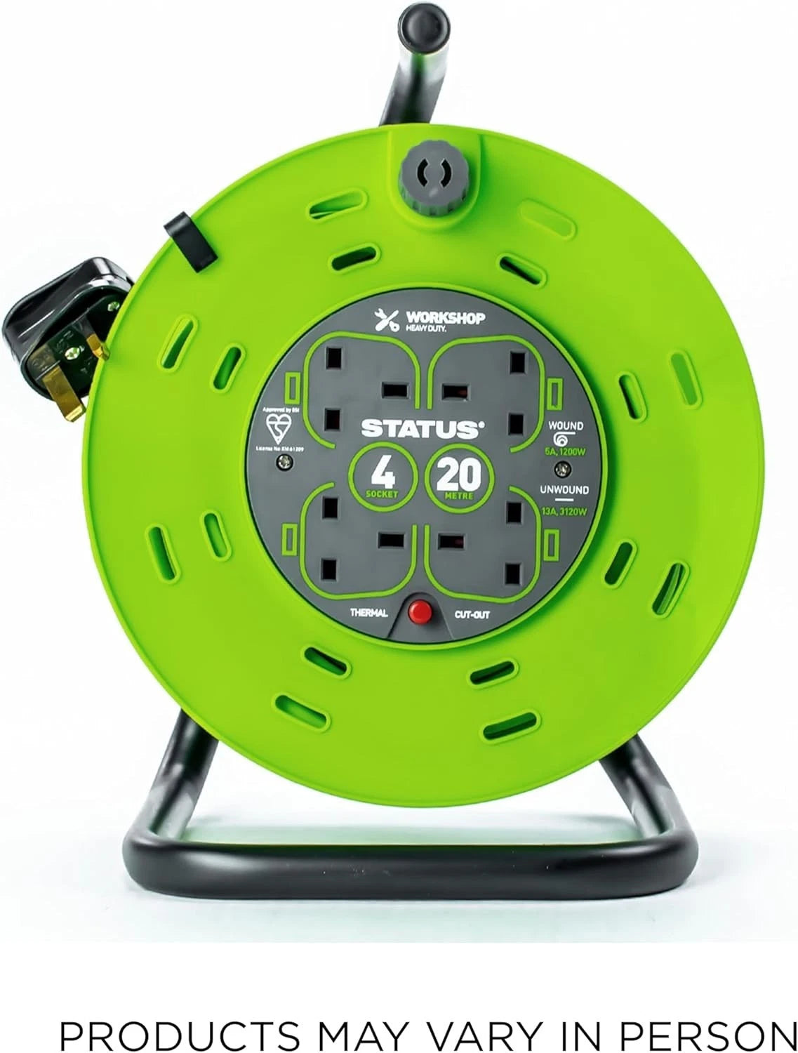 20m Extension Lead Reel – 4 Socket 13A Heavy Duty Cable Reel with Thermal Cut-Out for Home, Garden & Workshop