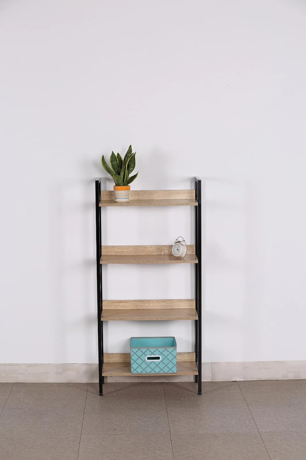 4 Tier Ladder Shelf Bookcase Wide Living Room Display Storage Shelving Unit 60×27.6×126 cm