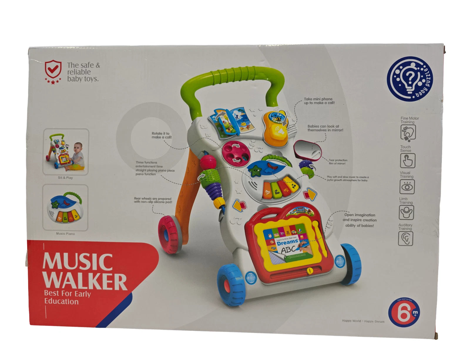 Push Along Baby Walker with Wheels | Multifunctional Activity Toy for Boys & Girls Early Learning