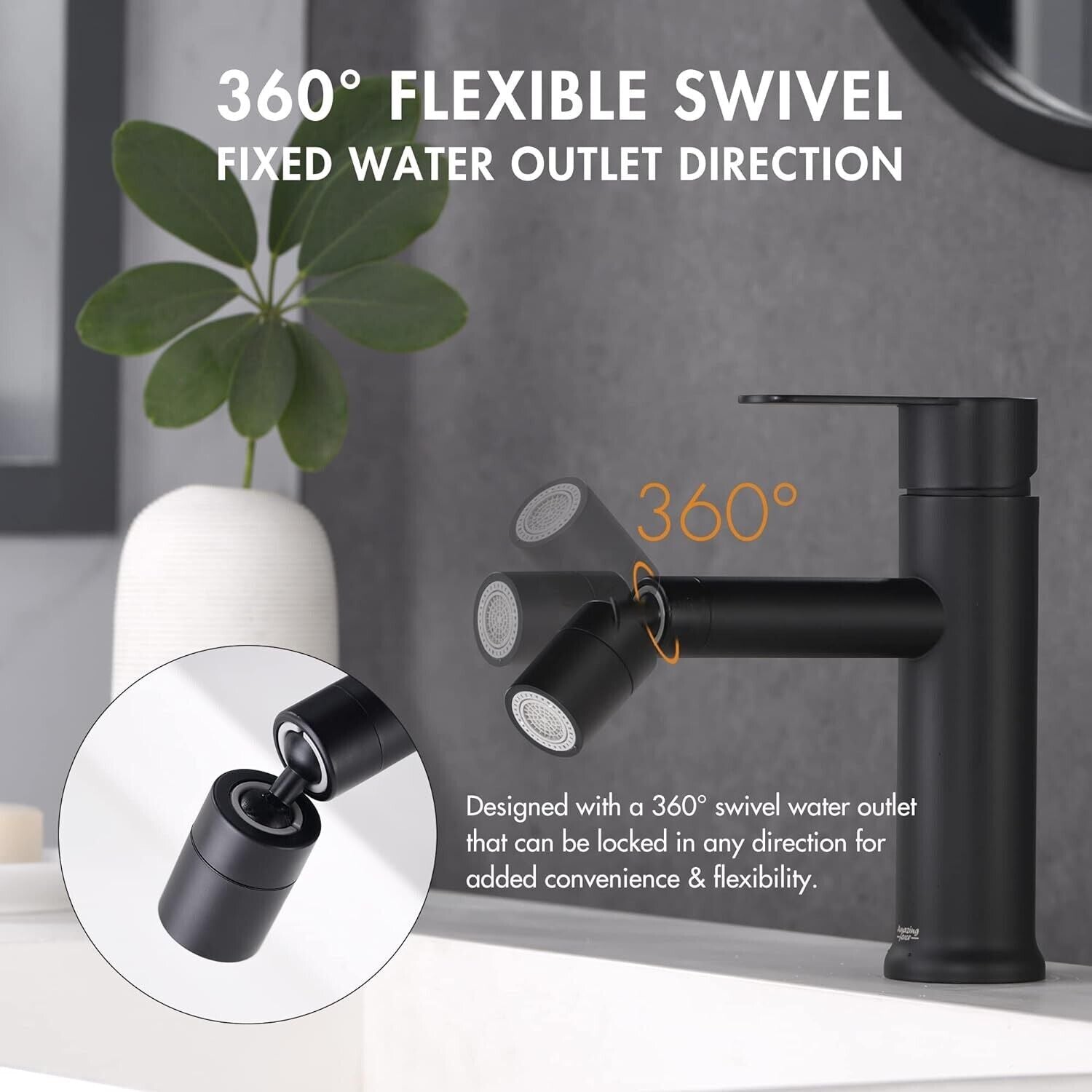 Black Basin Sink Mixer Tap | 360° Rotating Bathroom Faucet with Dual Flow Modes | Modern Sink Tap