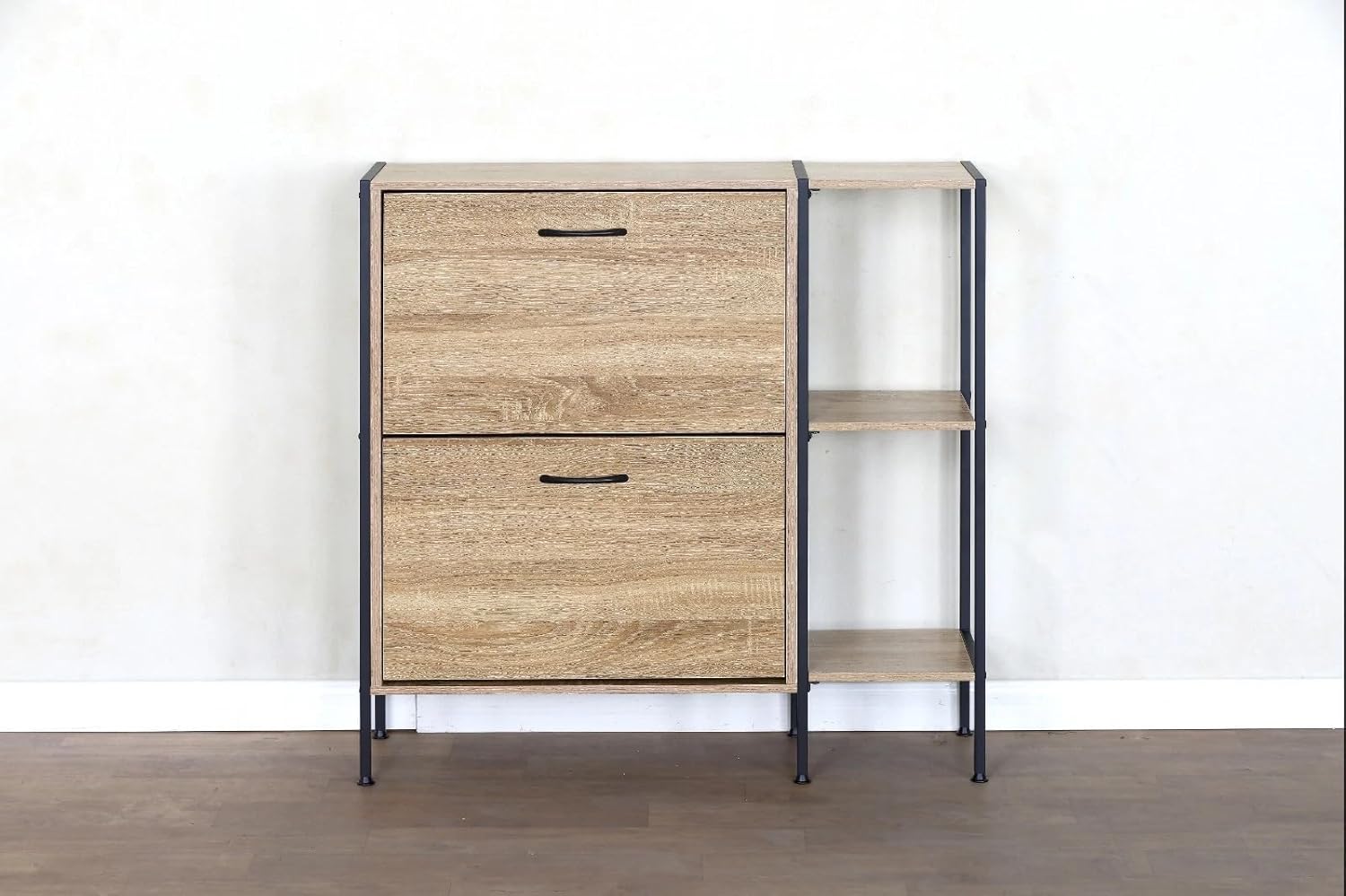 2 Drawer Shoe Cabinet Cupboard Storage Organiser Rack Hallway Furniture Unit 88x24x87 cm