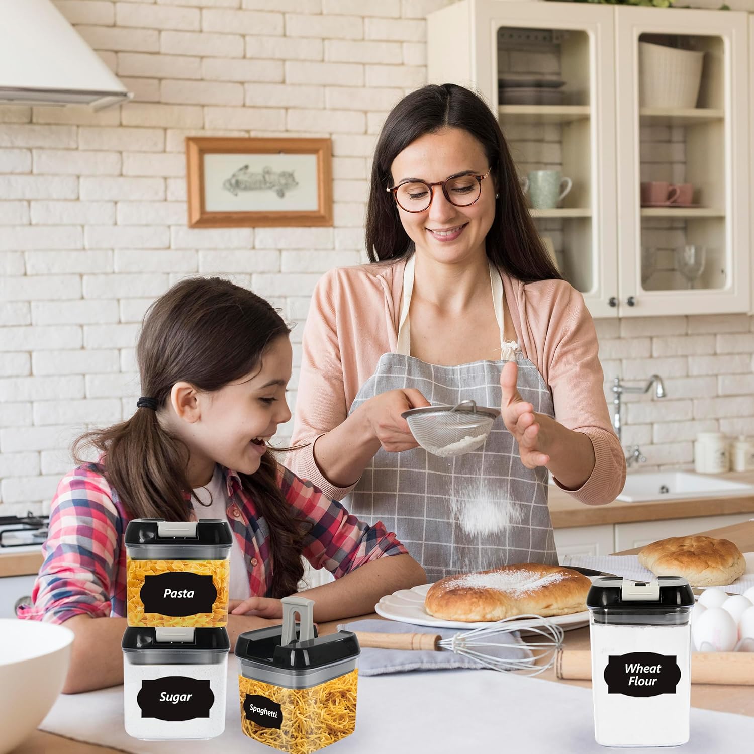 Top 3 Airtight Food Storage Containers – Pack Of 3 x 0.5L Plastic Storage Jars With 1 Marker, 10 Labels and 6 Measuring Spoons – For Flour, Cereals, Grains, Sugar, Nuts, Pasta etc (Pack of 3 x0.5L)