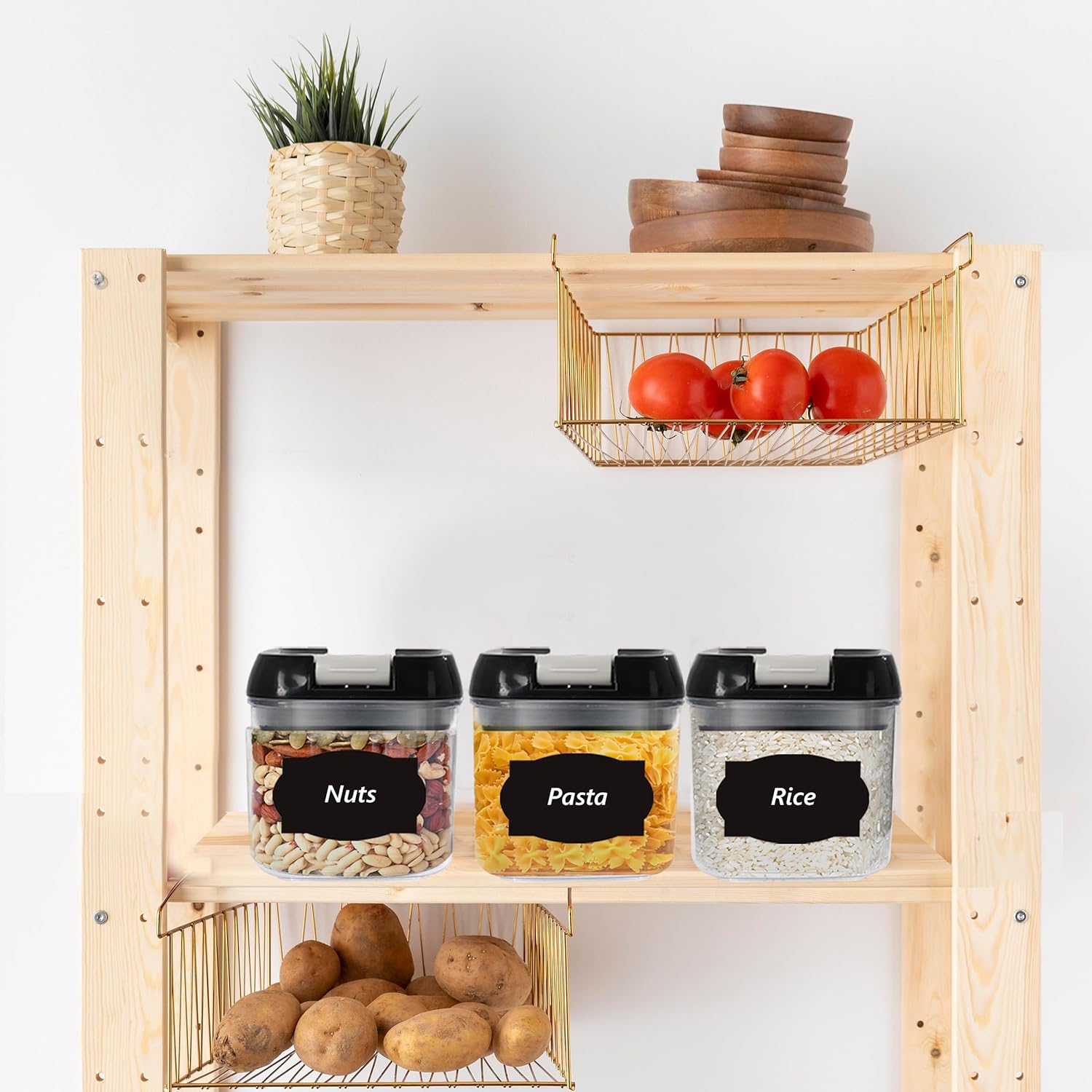 Top 3 Airtight Food Storage Containers – Pack Of 3 x 0.5L Plastic Storage Jars With 1 Marker, 10 Labels and 6 Measuring Spoons – For Flour, Cereals, Grains, Sugar, Nuts, Pasta etc (Pack of 3 x0.5L)