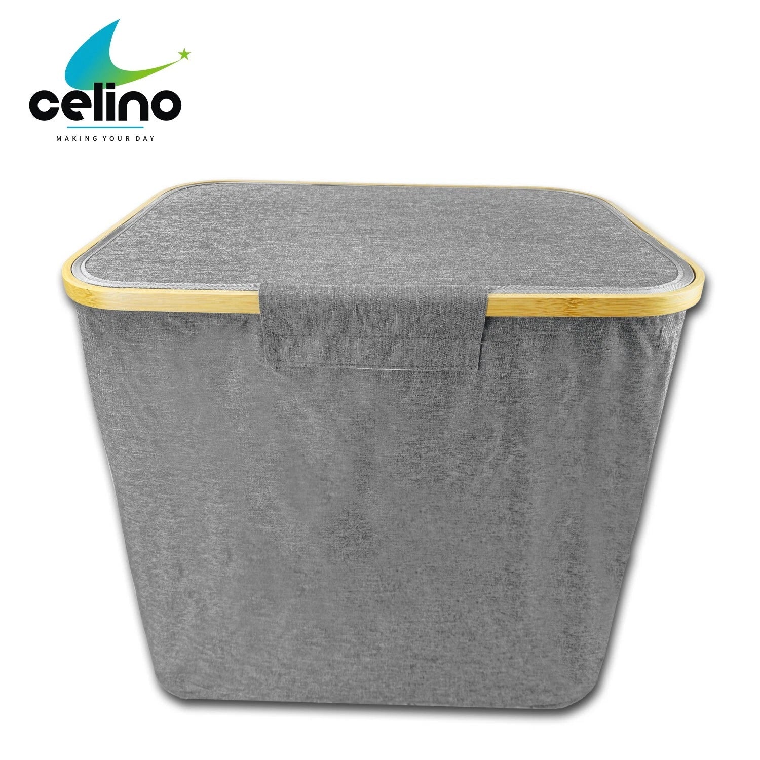 75L Foldable Fabric Laundry Basket With Lid Cover Collapsible Clothes Hamper NEW
