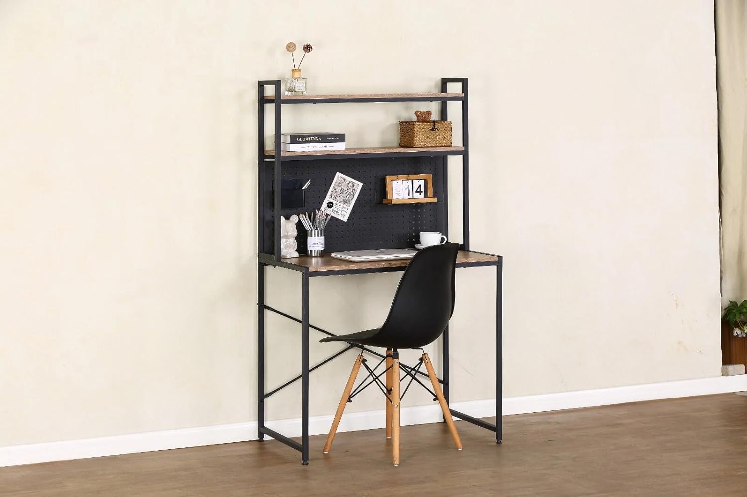 3 Tier Study Table Office Desk With Storage Computer Home Gaming Bookshelf 84x50x148 cm