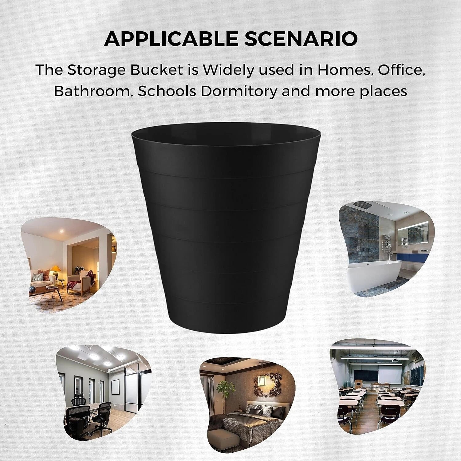 6L Round Plastic Waste Bin – Kitchen, Office & Bathroom Rubbish Dustbin for Home Use